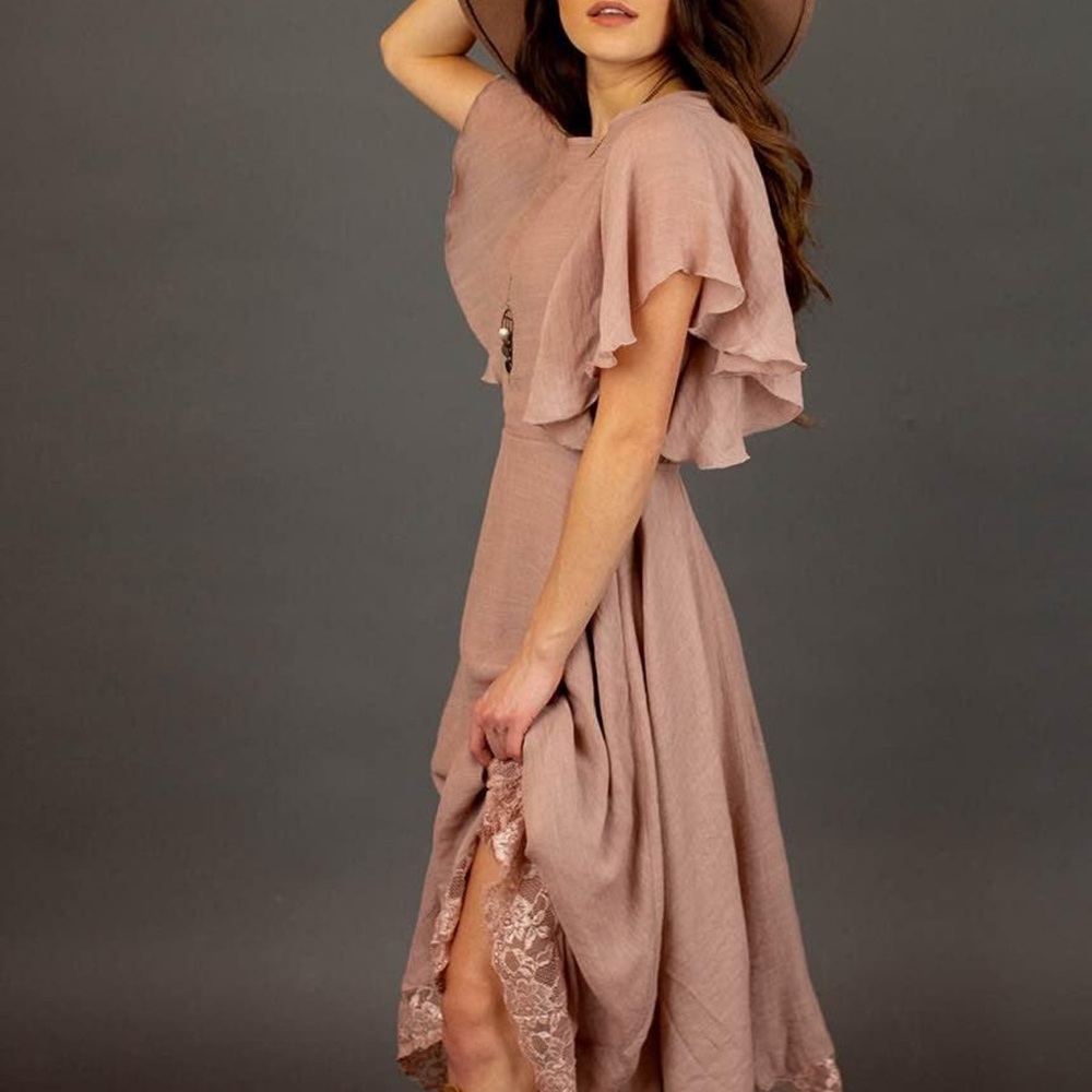 Joyfolie Mia Joy Lakynn Smoke Rose Asymmetrical Ruffled Sundress XS NWT